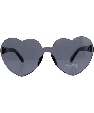 Shield Womens Heart Shape Rimless Shield Hippie Groove Valentine Sunglasses - Black - CP18CWZXX27 $23.95