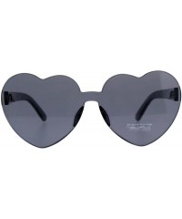 Shield Womens Heart Shape Rimless Shield Hippie Groove Valentine Sunglasses - Black - CP18CWZXX27 $14.31