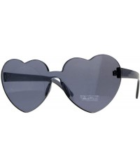 Shield Womens Heart Shape Rimless Shield Hippie Groove Valentine Sunglasses - Black - CP18CWZXX27 $14.31