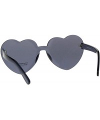 Shield Womens Heart Shape Rimless Shield Hippie Groove Valentine Sunglasses - Black - CP18CWZXX27 $14.31