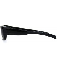 Rectangular Mens Polarized Narrow Rectangle Wear Over Glasses Fitover Sunglasses - All Black - CL18LN2QRMW $23.28