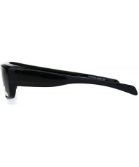 Rectangular Mens Polarized Narrow Rectangle Wear Over Glasses Fitover Sunglasses - All Black - CL18LN2QRMW $14.35