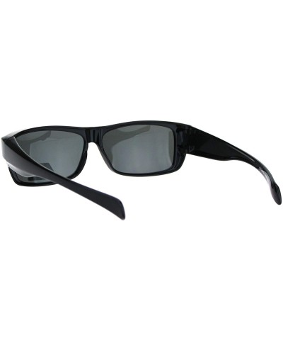 Rectangular Mens Polarized Narrow Rectangle Wear Over Glasses Fitover Sunglasses - All Black - CL18LN2QRMW $23.28