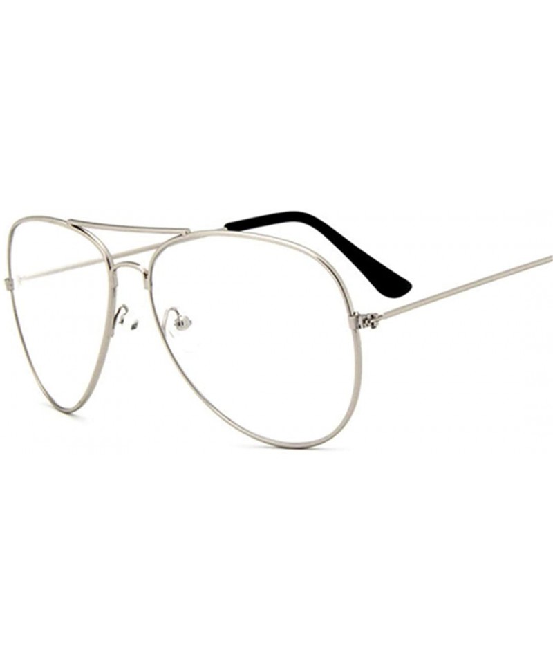 Rimless Aviation Gold Frame Sunglasses Male Eyeglasses Transparent Clear Lens Optical Women Glasses Pilot - Silver - CR194OR8...