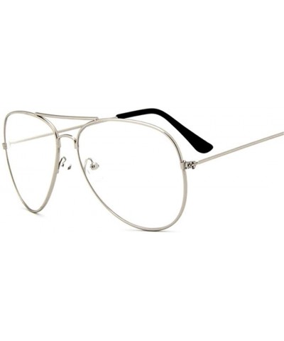 Rimless Aviation Gold Frame Sunglasses Male Eyeglasses Transparent Clear Lens Optical Women Glasses Pilot - Silver - CR194OR8...