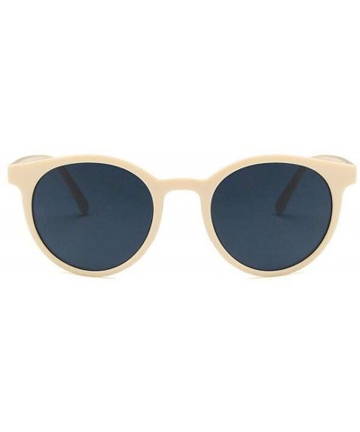 Round New Retro Small Round Frame Sunglasses Trend Milk Tea Color UV Protection Eye Glasses - Black - CO197A2KWC3 $15.27