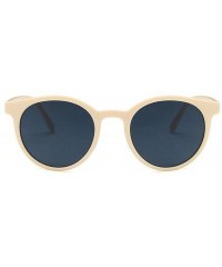 Round New Retro Small Round Frame Sunglasses Trend Milk Tea Color UV Protection Eye Glasses - Black - CO197A2KWC3 $32.72