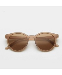 Round New Retro Small Round Frame Sunglasses Trend Milk Tea Color UV Protection Eye Glasses - Black - CO197A2KWC3 $32.72