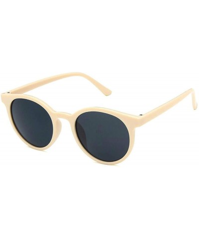 Round New Retro Small Round Frame Sunglasses Trend Milk Tea Color UV Protection Eye Glasses - Black - CO197A2KWC3 $32.72