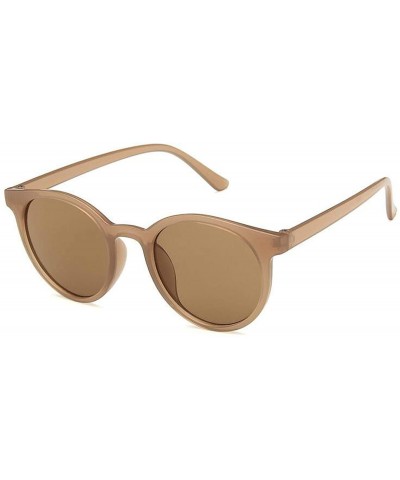 Round New Retro Small Round Frame Sunglasses Trend Milk Tea Color UV Protection Eye Glasses - Black - CO197A2KWC3 $32.72