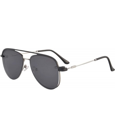 Aviator Women's Clip on Sunglasses Progressive Multi Focus Anti Blue Light Reading Glasses-MFANB3039 - C3 Silver - CO18UI36ZO...