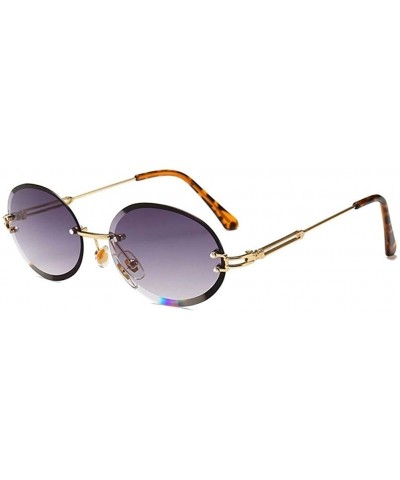 Rimless Oval Trimming Sunglasses for Women Rimless Gradient Shades UV400 - C2 - C01900R3SA5 $9.61