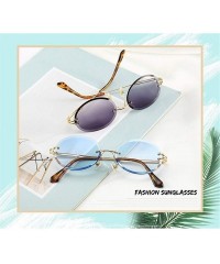 Rimless Oval Trimming Sunglasses for Women Rimless Gradient Shades UV400 - C2 - C01900R3SA5 $9.61