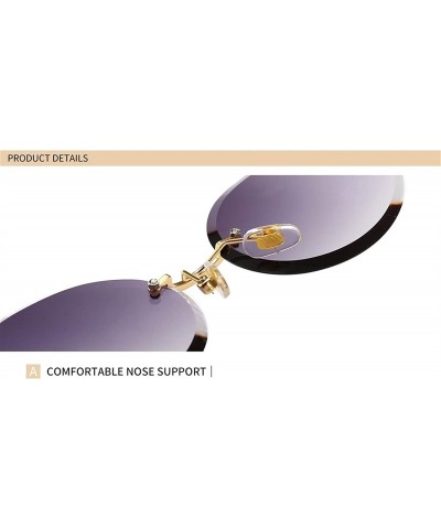 Rimless Oval Trimming Sunglasses for Women Rimless Gradient Shades UV400 - C2 - C01900R3SA5 $9.61