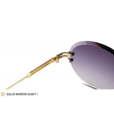 Rimless Oval Trimming Sunglasses for Women Rimless Gradient Shades UV400 - C2 - C01900R3SA5 $9.61