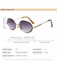 Rimless Oval Trimming Sunglasses for Women Rimless Gradient Shades UV400 - C2 - C01900R3SA5 $9.61