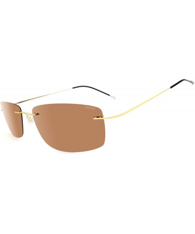 Sport Rimless Oversized Polarized Sunglasses for Women Men Rectangular Titanium Frameless Fashion Sports Shades - C318MHI6SE4...