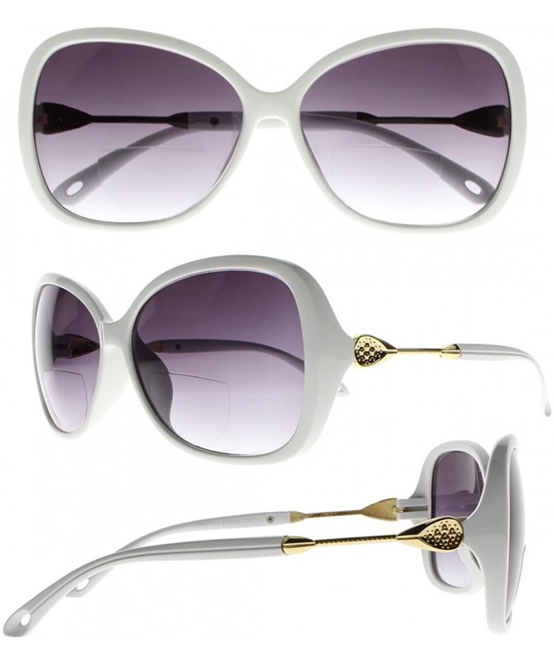 Oversized Stylish Designer Bifocal Reading Glasses Sunglasses Readers Tinted UV400 Protection - White - CW18EIK32SU $17.49