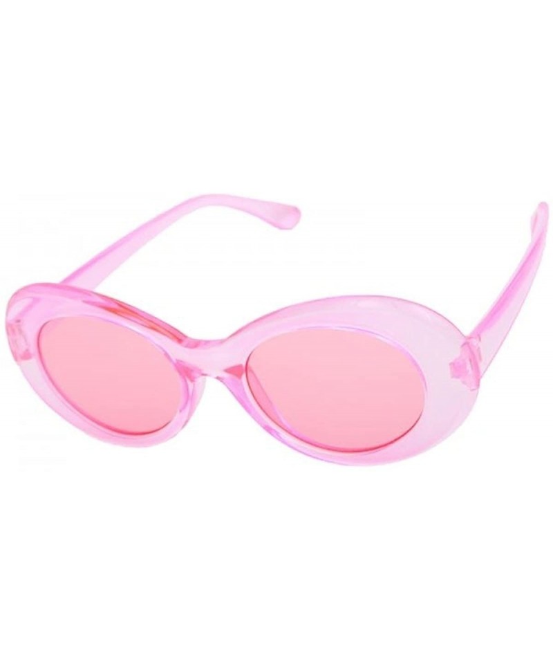 Round Clout Retro Round Celebrity Kurt Cobain Inspired Sunglasses - Pink / Pink - CR18E3N0HHK $19.91