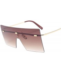 Round Oversized Brown Sunglasses Women Retro Vintage Luxury Brand Rimless Eyewear Feminino Big Shades - C7 Red White - CV198Z...