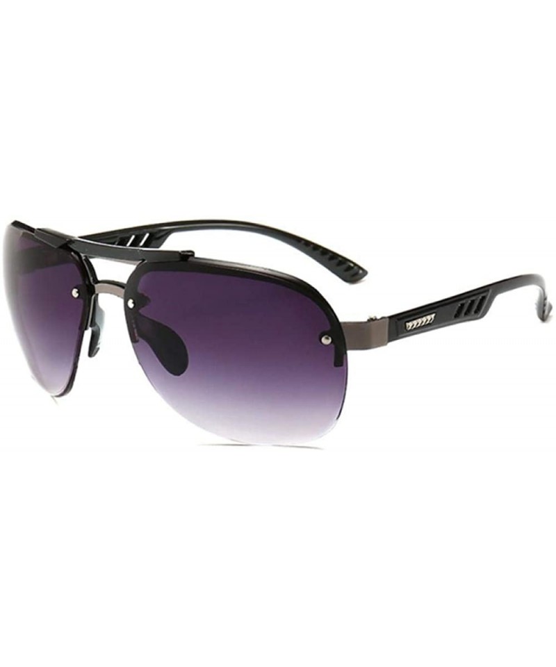 Oversized Vintage Sunglasses Men Brand Designer Pilot Sun Glasses Male Shades Full Gray - Double Gray - CJ18Y2N3TYX $17.71