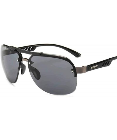 Oversized Vintage Sunglasses Men Brand Designer Pilot Sun Glasses Male Shades Full Gray - Double Gray - CJ18Y2N3TYX $10.25