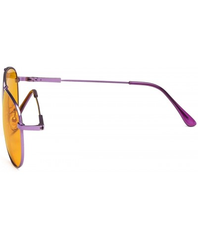 Aviator Blue Blocking Glasses for Sleep-Nighttime Eyewear-Special Orange Tinted Memory Frame Glasses for Women - Purple - C61...