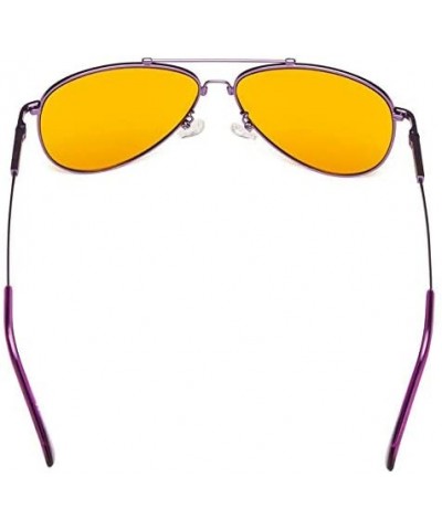 Aviator Blue Blocking Glasses for Sleep-Nighttime Eyewear-Special Orange Tinted Memory Frame Glasses for Women - Purple - C61...
