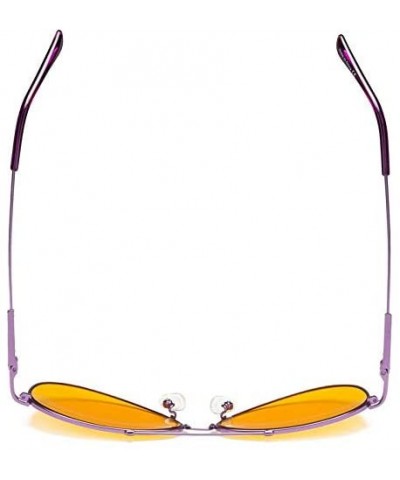 Aviator Blue Blocking Glasses for Sleep-Nighttime Eyewear-Special Orange Tinted Memory Frame Glasses for Women - Purple - C61...