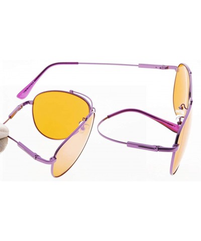 Aviator Blue Blocking Glasses for Sleep-Nighttime Eyewear-Special Orange Tinted Memory Frame Glasses for Women - Purple - C61...