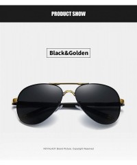 Sport Polarized Sunglasses for Men Aviator Retro UV400 Protection HD 58mm - Black Golden - CB18XLL3TYN $13.99