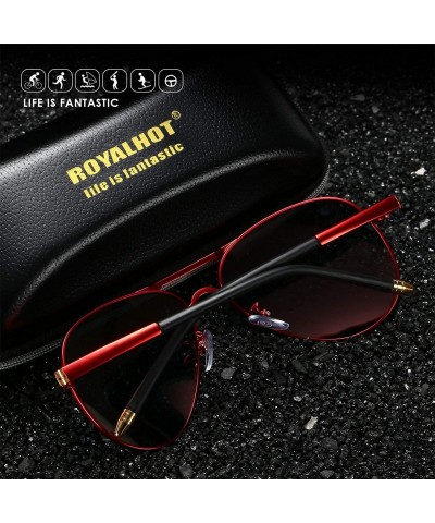 Sport Polarized Sunglasses for Men Aviator Retro UV400 Protection HD 58mm - Black Golden - CB18XLL3TYN $13.99