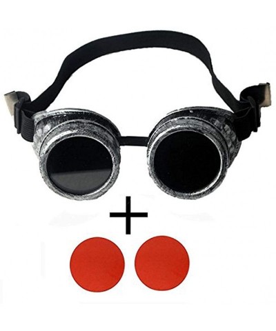 Goggle Rave Retro Goggles Vintage Steampunk Glasses for Cosplay Halloween - Frame+red Lenses - CU18HZRQR7M $17.75