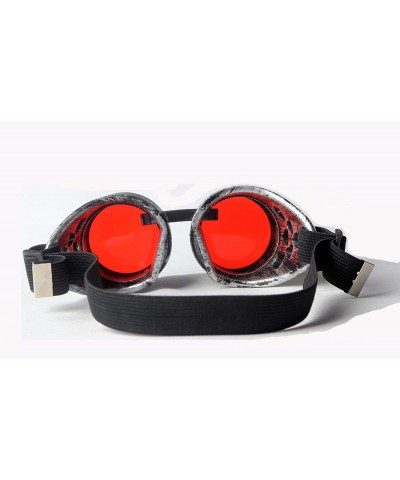 Goggle Rave Retro Goggles Vintage Steampunk Glasses for Cosplay Halloween - Frame+red Lenses - CU18HZRQR7M $7.54