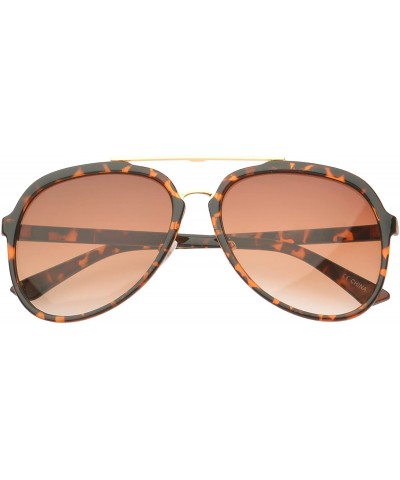 Aviator 'Pico' Double Bridge Aviator Fashion Sunglasses - Leopardshades - C911OJZZXHJ $19.44