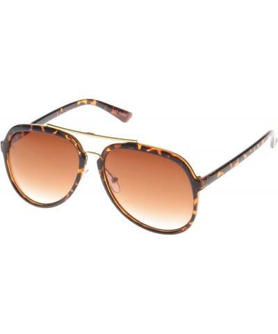 Aviator 'Pico' Double Bridge Aviator Fashion Sunglasses - Leopardshades - C911OJZZXHJ $11.92