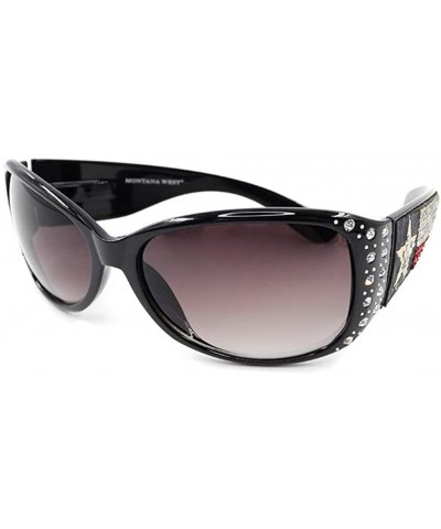 Wayfarer Wayfarer Rhinestone Sunglasses For Women Western UV 400 Protection Shades With Bling - CQ19CDRZWYZ $50.09