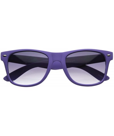 Wayfarer New Matte Rubber Finish Neon Color Horn Rimmed Sunglasses (Purple) - CR116Q2IV0T $20.90