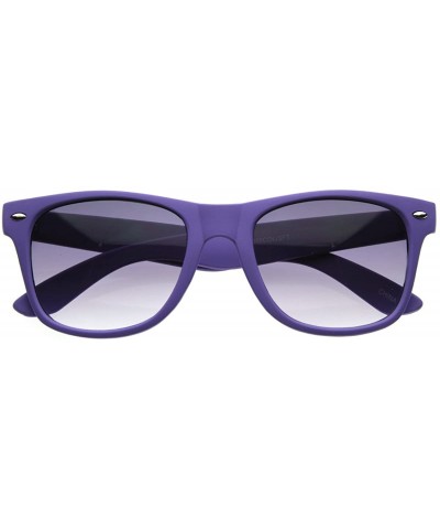 Wayfarer New Matte Rubber Finish Neon Color Horn Rimmed Sunglasses (Purple) - CR116Q2IV0T $10.73