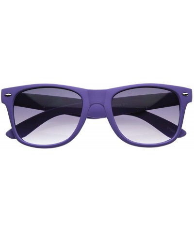 Wayfarer New Matte Rubber Finish Neon Color Horn Rimmed Sunglasses (Purple) - CR116Q2IV0T $10.73