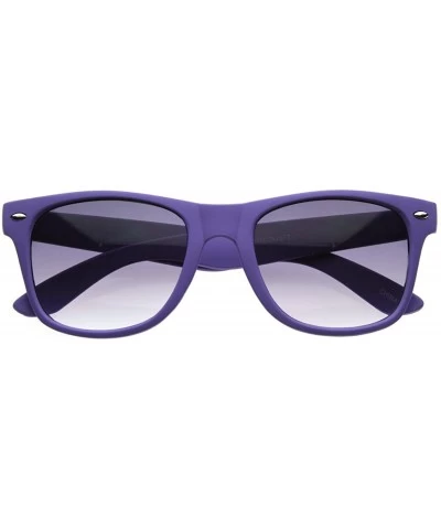 Wayfarer New Matte Rubber Finish Neon Color Horn Rimmed Sunglasses (Purple) - CR116Q2IV0T $10.73