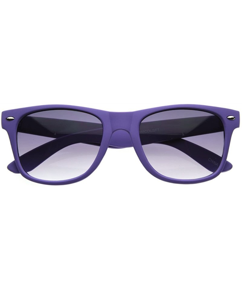 Wayfarer New Matte Rubber Finish Neon Color Horn Rimmed Sunglasses (Purple) - CR116Q2IV0T $10.73