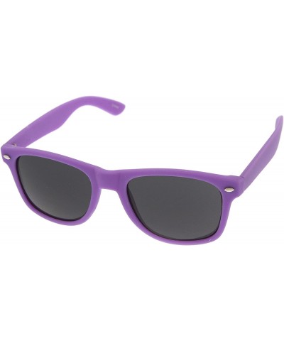 Wayfarer New Matte Rubber Finish Neon Color Horn Rimmed Sunglasses (Purple) - CR116Q2IV0T $10.73