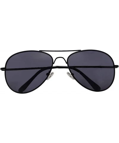 Aviator Metal Classic Aviator Color Lens Sunglasses Small Size P2480 - Black-smoke Lens - CZ11BJQMI6Z $21.20
