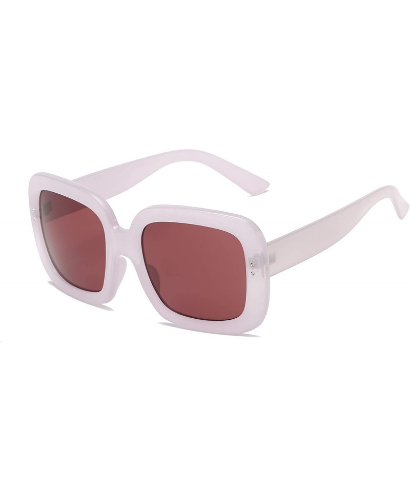 Square Women Retro Vintage Bold Square Oversized UV Protection Fashion Sunglasses - Maroon - C618IS82R2R $9.86