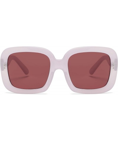 Square Women Retro Vintage Bold Square Oversized UV Protection Fashion Sunglasses - Maroon - C618IS82R2R $9.86