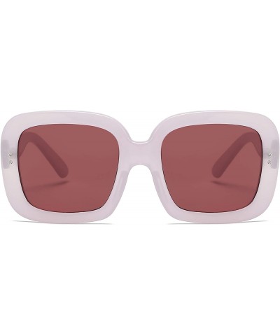 Square Women Retro Vintage Bold Square Oversized UV Protection Fashion Sunglasses - Maroon - C618IS82R2R $9.86