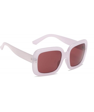 Square Women Retro Vintage Bold Square Oversized UV Protection Fashion Sunglasses - Maroon - C618IS82R2R $9.86