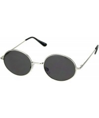 Round Mens Spring Hinge Oval Round Metal Rim Dad Sunglasses - Silver Black - CC18RR4ACN2 $11.33