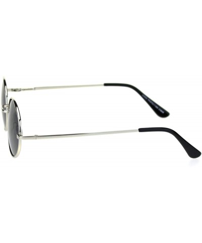 Round Mens Spring Hinge Oval Round Metal Rim Dad Sunglasses - Silver Black - CC18RR4ACN2 $11.33